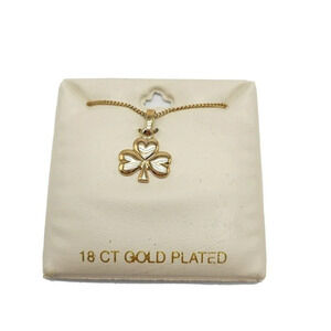 Solvar 18kt Gold Plated Shamrock Clover Gold Tone Necklace